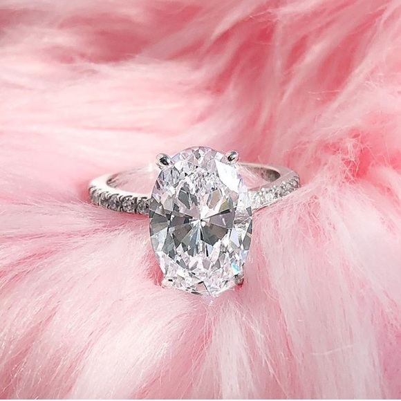 Sim Dia Jewelry - 2Ct Oval Cut Lab Diamond Silver Engagement Ring